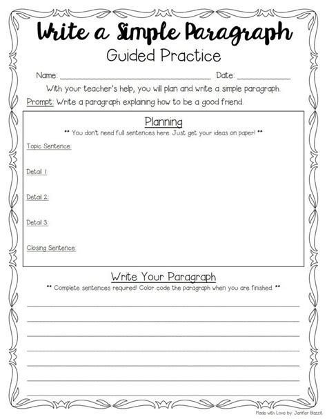 A Simple Writing Practice Sheet With The Words Write A Simple Paragraph