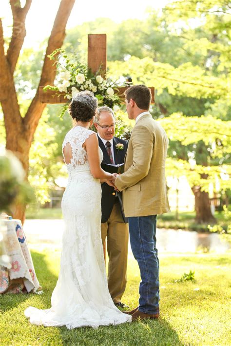 Outdoor Christian Wedding Ceremony with Floral Cross
