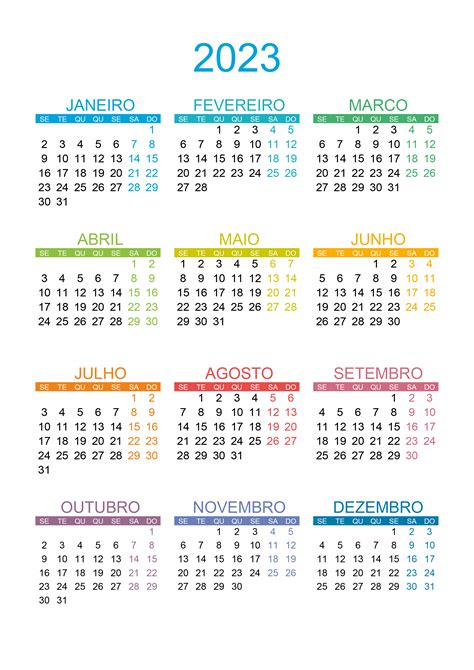 Calendario Anual 2023 Para Imprimir Gratis