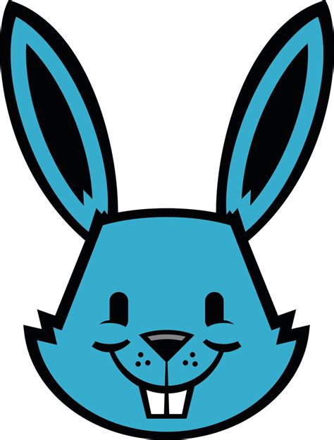 Happy Cheerful Bunny Rabbit Head Cartoon Teal Blue Vinyl Decal Stick