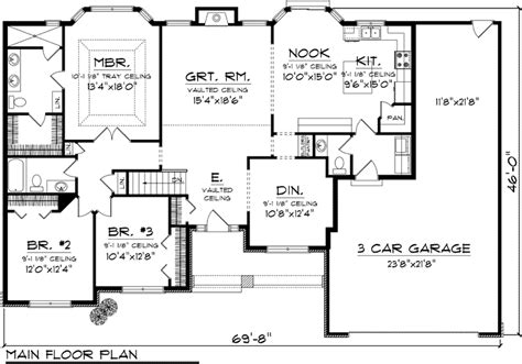 House Plan 73301 Ranch Style With 1928 Sq Ft 3 Bed 1 Bath 1 34