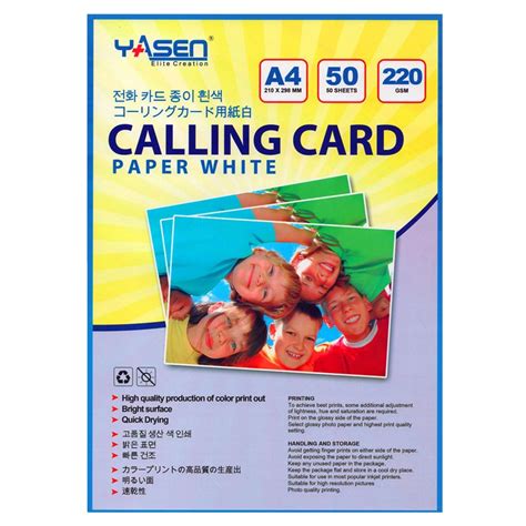 5 Pack Calling Card Paper White 220 Gsm A4 Matte 50 Sheets Yasen