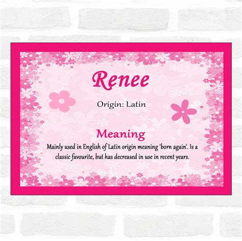 Renee Name Meaning Pink Certificate Ebay