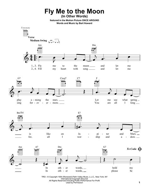 The only thing played in the recording is the chords, which i will show at the top, however to add a little spice, i'm making a new version to let you make it a little bit harder, and play (most of) the singing part. Fly Me To The Moon (In Other Words) | Sheet Music Direct