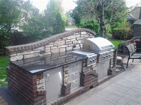 Brick And Stone Outdoor Kitchen With Granite Counter Tops Outdoor