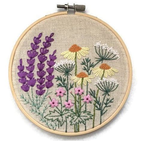 Botanical Embroidery Pattern 5 Diy Wildflowers Embroidery Digital