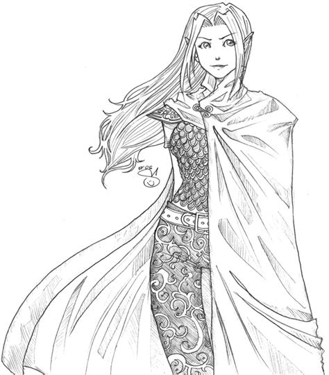 Anime Female Warrior Coloring Pages Elf Princess By Wieringo On