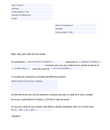 Quelles sont les obligations juridiques ? Modèle solde de tout compte - Avostart