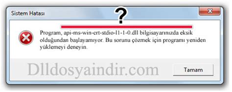 If the file is missing you may receive an error and the. api-ms-win-crt-stdio-l1-1-0.dll - DLL Dosya İndir