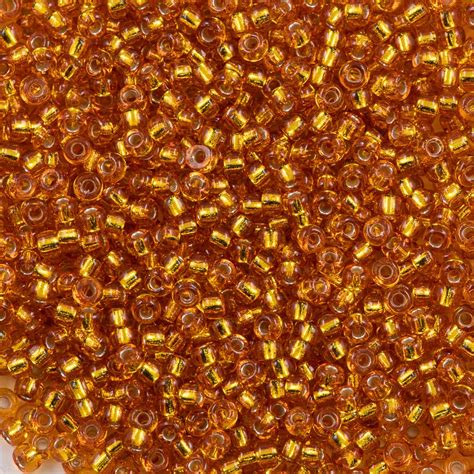 Miyuki Round Seed Bead 110 Duracoat Silver Lined Dyed Amber Gold 22g