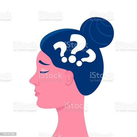 A Womans Head In Profilequestionsanxious Thoughts Doubts Feelings Sadnesspsychological