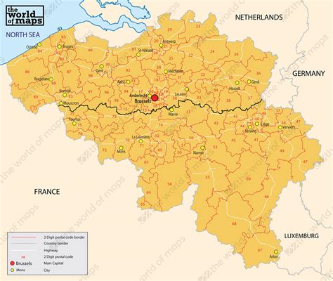 Digital Zip Code Map Belgium 2 Digit 72 The World Of