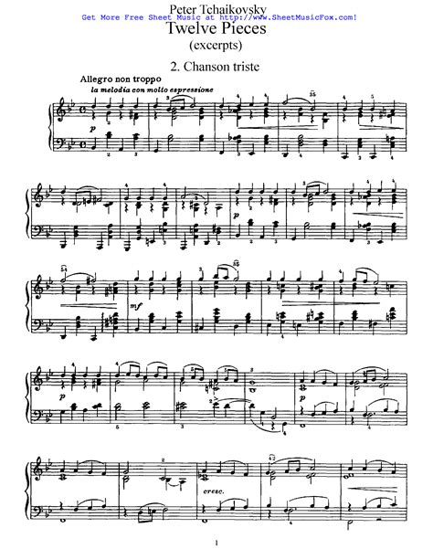 Free Sheet Music For 12 Pieces Op40 Tchaikovsky Pyotr By Pyotr