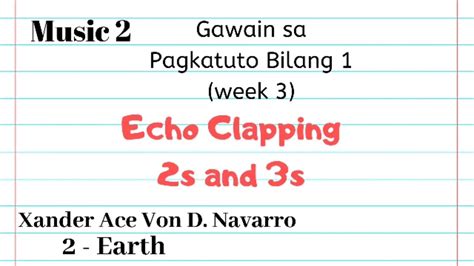 Echo Clapping 2s And 3s Music 2 Week 3 Home School During