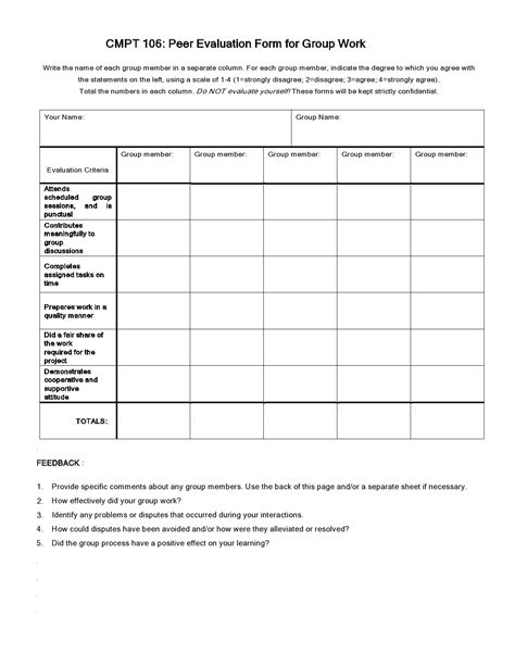 43 great peer evaluation forms [ group review] ᐅ templatelab