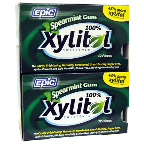 Epic Xylitol Chewing Gum Blister Spearmint Counter Display 12 Ct