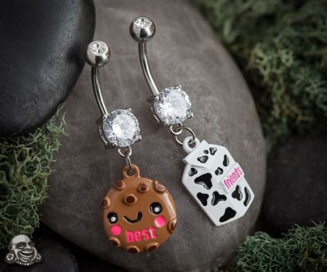 Best Friends Milk And Cookie Navel Set Belly Button Rings Best
