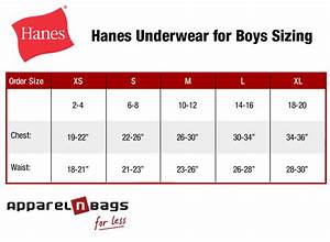 Hanes T Shirts Underwears Socks Boxers Size Chart