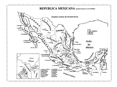 Mapa de la República Mexicana con nombres Republica Mexicana