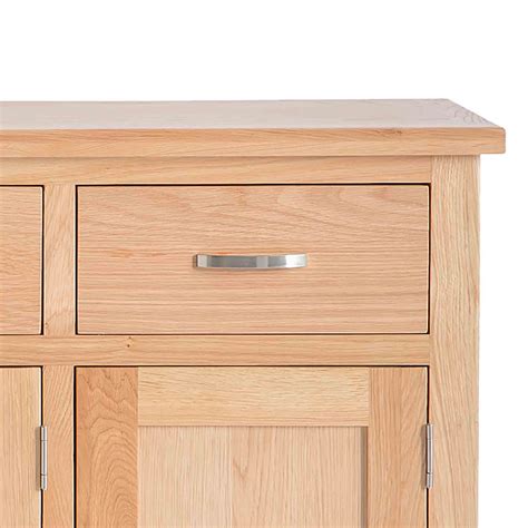 London Oak Mini Sideboard 2 Drawers Internal Shelf Oak Roseland