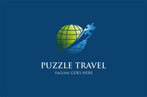 puzzle travel logo template