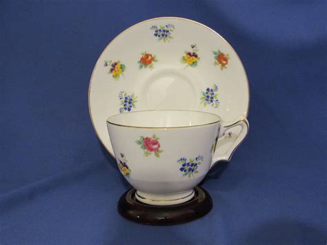 Crown Staffordshire Fine Bone China Floral Tea Cup And Saucer Etsy