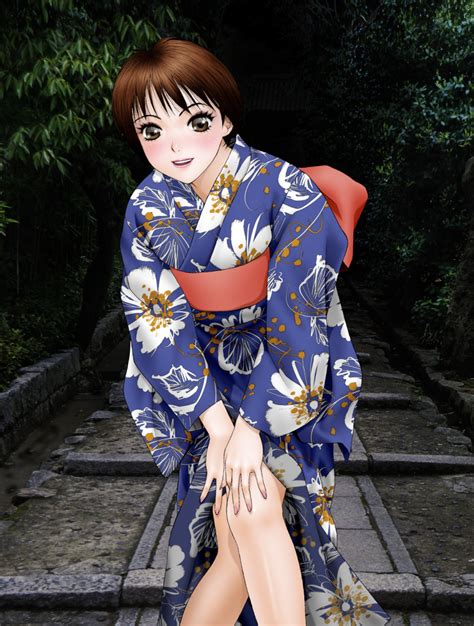Safebooru Brown Eyes Brown Hair Copyright Request Highres Japanese Clothes Kimono Nail Polish