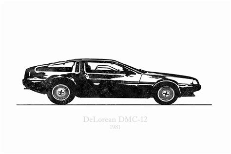 Delorean Dmc 12 1981 Black And White Illustration Digital Art By
