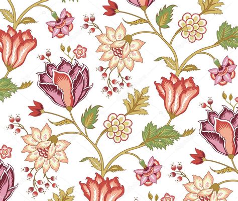 Floral art print anemone garden 12x16 | etsy. Chintz pattern with tulip on the white background — Stock ...