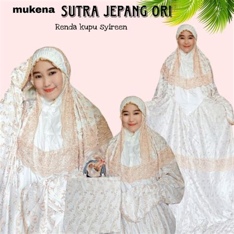 Jual Mukena Sutra Jepang Original Terusan Renda Kupu Shopee Indonesia