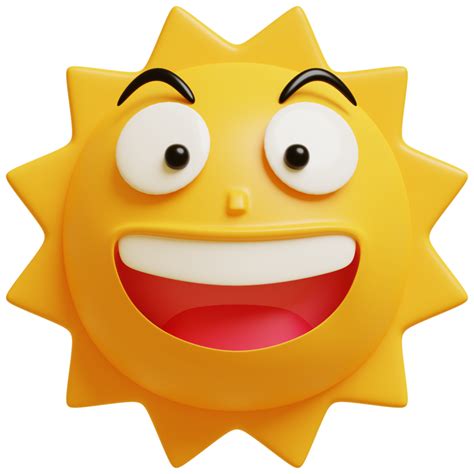 3d Sun Emojihappy Sun Funny Cute Character 22207045 Png