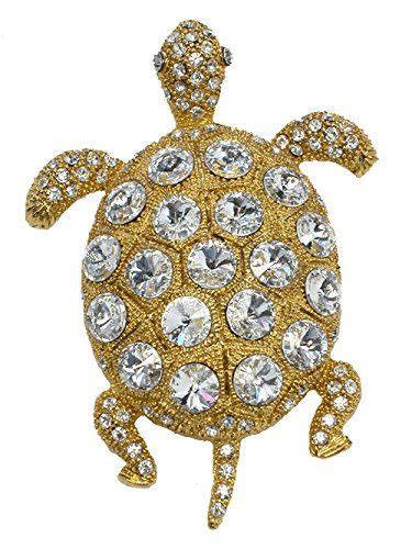 Faship Stunning Clear Crystal Big Turtle Pin Brooch Pendant Details