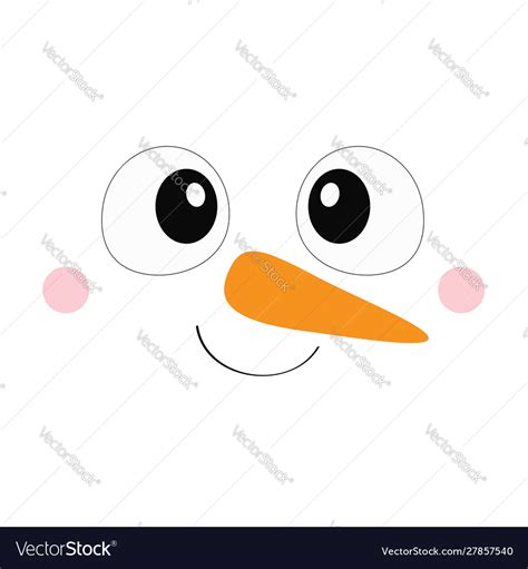 Snowman Square Face Icon Big Eyes Carrot Nose Vector Image