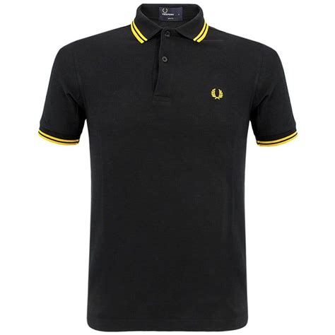 Fred Perry Cotton Fred Perry Twin Tipped Black Yellow Polo Top M3600506 For Men Save 18 Lyst
