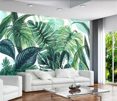 Custom Mural Wallpaper Hand Painted Tropical Hand Painted Etsy