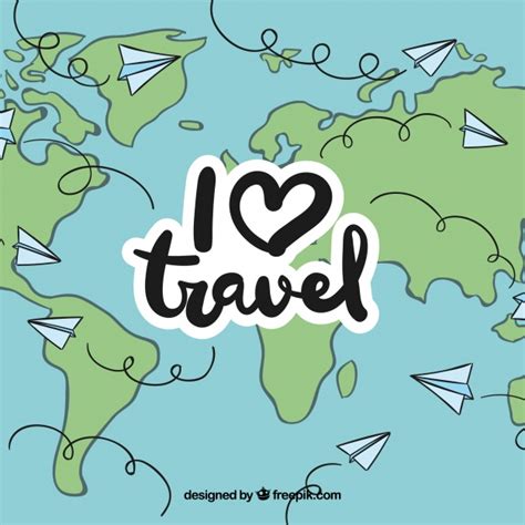 Travel All Over The World By Paper Plane Vector Free