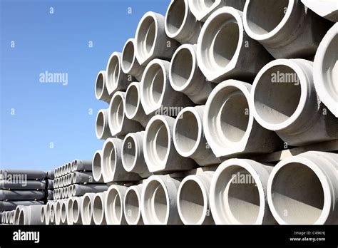 Concrete Water Pipes Stacked In Rows Stock Photo Alamy