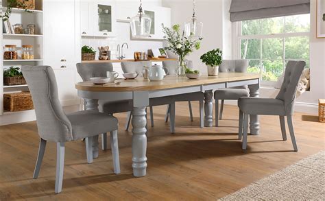 The legs look perfect for the set to make it a very special item. Manor Oval Painted Grey and Oak Extending Dining Table ...