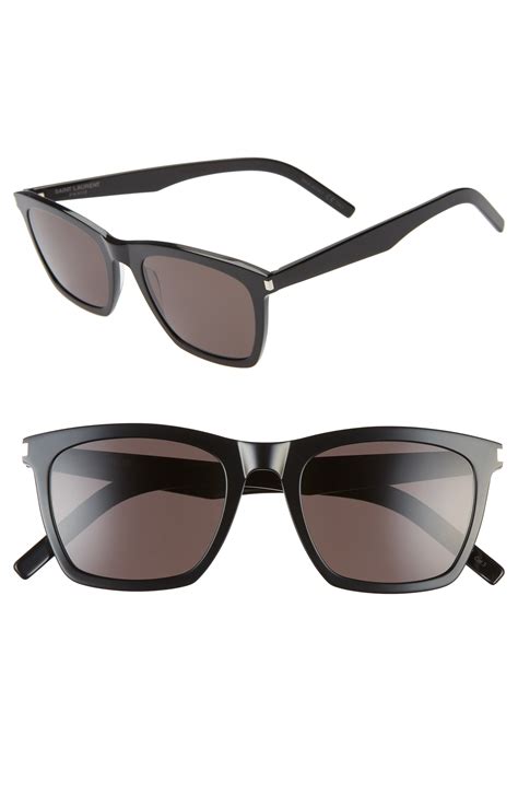 Saint Laurent Slim 52mm Square Sunglasses Shiny Black The Fashionisto