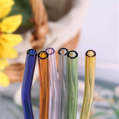Colorful Reusable Glass Drinking Straws Set