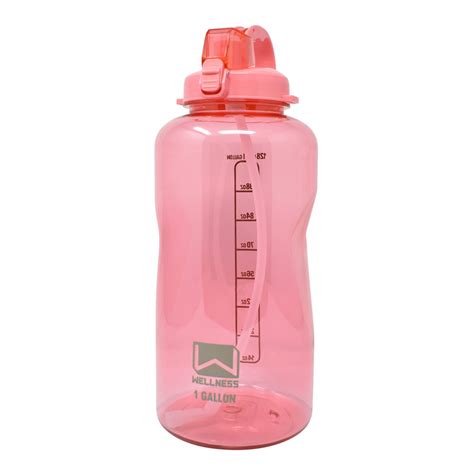 Wellness 1 Gallson 128oz Sports Water Bottle Pink With Straw And