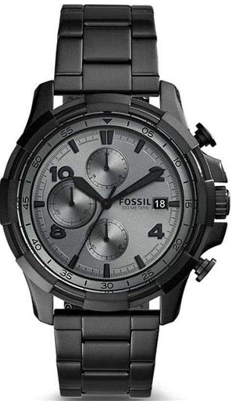 Fossil men's machine stainless steel chronograph quartz watch. Men's Fossil Dean Chronograph Black Stainless Steel Watch ...