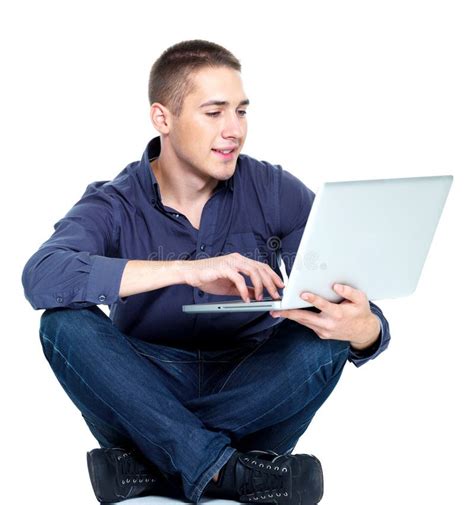 Man Sitting With Laptop Stock Photo Image Of Internet 19802554