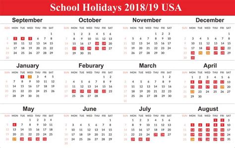 School Holidays 2019 For Usa School Holiday Calendar School Calendar