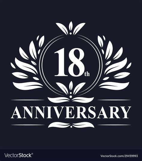18 Years Anniversary Logo 18th Anniversary Vector Image