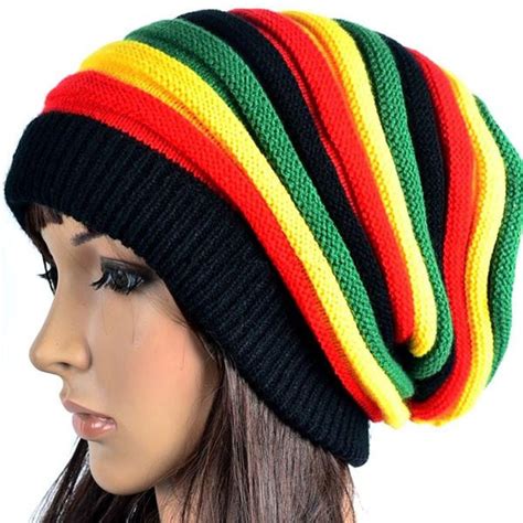 Bob Marley Jamaican Reggae Cap Multi Colour Striped Rasta Hat Slouchy