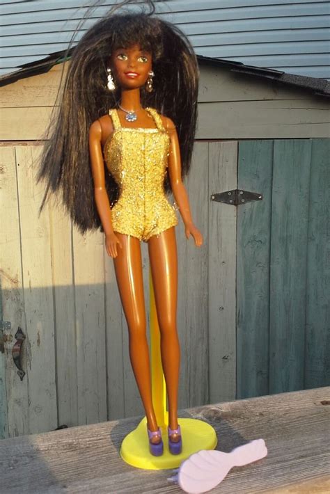 Vintage Barbie Swimsuit Gold Shinny Bodysuit Metal Button Clothes Only