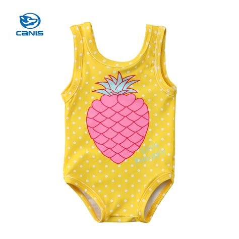 2018 Summer Yellow Toddler Baby Girls Pineapple Polka Dots Swimwear
