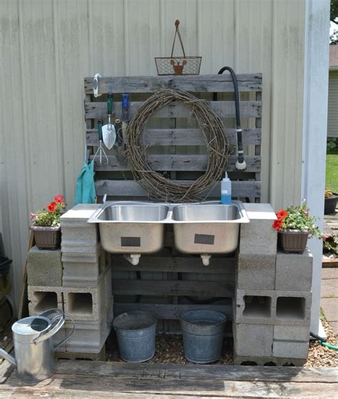 Diy Outdoor Sink Made With Cinder Blocks Rock Creek Diy Outdoor