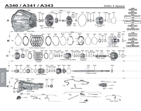 Transmission Repair Manuals A340a341a34330 40le Rebuild Instructions